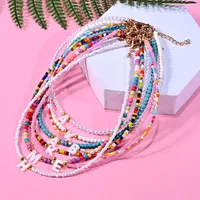 Fashion Jewelry Bohemia Beaded Necklace For Women Short Boutique DIY A Z Letter Shell Pendant Female Neck Chains Bead Party Jewelry 2021