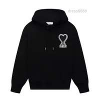 Hoodie Designer Ami2022 Fall Embroidery Love Letter a Stand Collar Zipper Sweater for Men the Same Pure Color Casual Simple Top Coat Women 2VG8