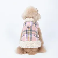 ملابس الكلاب الخريف والشتاء للحيوانات الأليفة ملابس منقوشة الجر بوتون معطف القطن سترة أسفل سترة الكلاب الصغيرة المتوسطة الحجم