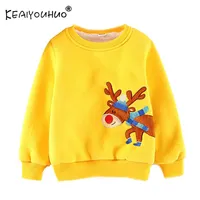 Keaiyouhuo Baby Boy Clothershirt للمراهقين للمراهقين عيد الميلاد الطويل الأكمام التطريز بالإضافة إلى أعلى هوديس المخملية للفتيات 2-6age246o