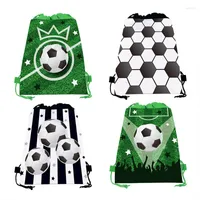 SJB Shopping Bags Football Theme Parti Gift Sports Party Giveaway Drawstring Pockets Happy Boys Soccer Birthday Decor