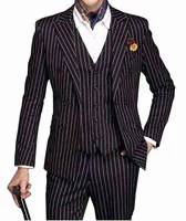 بدلات بليزرز 2020 نوبة جديدة للياقة بدلة مجموعة 3PIECE Doublebreased Wedding Groomman Stripe Stripe Trace Smoking Blazer UVVeat sefpants J220906