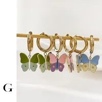 Hoop oorbellen Ghidbk kleurrijke email vlinder hanger voor vrouwen roestvrij staal neon tarning gratis zomer sieraden geschenken