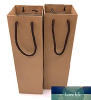 Top Wine Bottle Bag Kraft Paper Bag with Handle Reusable Single Red Wine Bags Gift Wine Tote for Shopping Party Favors