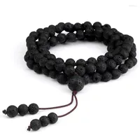 Strand 108 Beads Buddha Mala Bracelet for Women Men 6mm Natural Lava Rock Stone Handmade Charm Braceletsnecklace yoga Jewelry