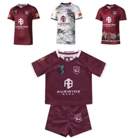 QLD Kids Suit Jersey 2022 2023 Queensland Maroons Rugby Jersey Estado de origem Treinamento indignado Nome personalizado de camisa e número263f