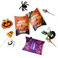 Хэллоуин декор подарок -упаковка праздничная тематическая бумажная пакет с подушками в форме конфеты Purple Orange Creative Packaging Gist Disters Decoration
