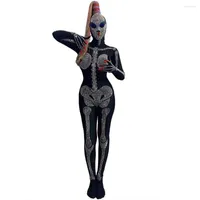 Stage noszenie kość szkieletu seksowne kombinezony krinowarskie halloween rola gra kostium Rave nocny klub munduru kostium klubowy dla kobiet