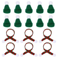 Decoraciones navideñas 20pcs mini sombreros de santa bufanda botella de bufanda decoraciones de bufandas pequeñas tapa artesanal decoración de plantas de muñecas pequeñas 220914