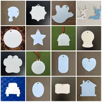 Sublimation Aluminum Decor Christmas Pendants blank white DIY creative gift style round ornament accessories heat transfer printing wholesale 3213 T2