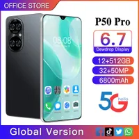 P50 PRO cell phones 7.3 inch HD android phone show 12GB RAM 512 ROM mtk6889 6800MA Camera 32MP 50MP Dual SIM Dual Standby