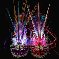 10 piezas de niña para mujer Led Glow Butterfly Mask Light Parpeling Venetian Mard Masquerada Máscaras de mascarada Fiesta de la boda Halloween Navidad