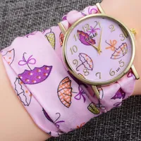 Armbanduhrenbeobachter koreanischer Stil Frauen sehen Blumenstoff Quarz Frauen Jacquard Armband Armbanduhr Ladies Kleid Armband Relogio