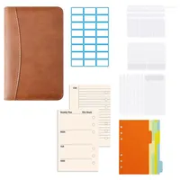 Gift Wrap A6 Budget Binder PU Leather With Cash Envelopes 6-Ring Zippered Portfolio Folder Money Organiser Calculator