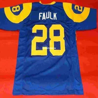 Cheap retro #28 MARSHALL FAULK CUSTOM Top S-5XL 6XL MITCHELL & NESS Jersey bule Mens Stitching Top S-5XL 6XL Football Jerseys Running288c