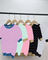 여자 니트 편지 블라우스 탑 티스 모듬 컬러 짧은 소매 티셔츠 여자 골든 실크 스웨터