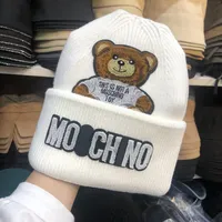 Hatt män och kvinnor vinter ins söt björn ull hatt män koreansk utgåva trend brev stickat hatt varm tröja