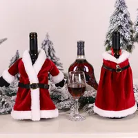Decoraciones navideñas 1pc ropa creativa de falda botella de vino bolso bolso decorativo top adornos regalo