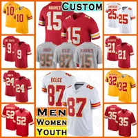 15 Patrick Mahomes voetbal Travis Kelce Juju Smith-Schuster Jerseys Chiefes Chris Jones Creed Humphrey Kansases City Clyde Edwards-Helaire Harrison Butker Moore