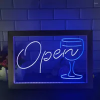 Скрипт украшения вечеринки открытые стеклянные коктейли бар DOR Двухцветный светодиодный светодиод неоновый знак
