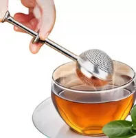 Teesiebskugel Push Tea Infuser Lose Blatt Werkzeug Herbal Teelöffel Filter Diffusor Home Kitchen Bar Getränke Edelstahl CC