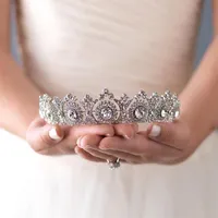 New Western Style Bridal Crown Headband Gorgeous Crystal Bride Headpiece Hair Accessories Wedding Tiaras Hair Jewelry Party Gift256p