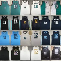 Митчелл и баскетбол Ness 1998-99 Green White 12 Ja Morant Jersey Litched Новый сезон Город Голубой золотые майки для человека