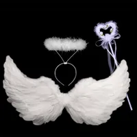 Party Decoration 1Set/Lot Party Decorations Children Cosplay Angel Wings Devil Black Wing with Hairband och Fairy Stick för Halloween Props 220915