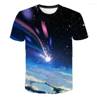 Heren t shirts 2022 zomer sterrenhemel sky 3D print patroon t-shirt korte mouwen o-neck mode casual losse shirt top