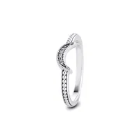 Аутентичный 925 серебряный серебряный кольцо полумесяца луна, бисера