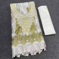Stof Frans Net Lace African Lace Fabric met kraag Uitstekende zachte geborduurde Afrikaanse Bazin Fabric Lace 25 25 -yards J220909