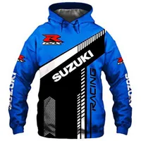 Spring Autumn New Suzuki Hoodie 3D Prog￴s esportivo Men e mulheres jaqueta de motocicleta