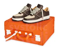 2022 Designer 1 Low -Männer Outdoor -Schuhe Authentische Leder Luxus klassisches Monogramm braune Männer mit originalen Koffer Box Walking Jogging Trainern