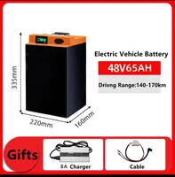 Electric Vehicle Lithium Battery Packs 48V 65Ah 42Ah 20Ah Rechargeable Motorcycle Batteries Deep Cycles with Charger