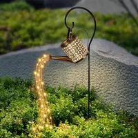 Strings Fairy Lights Mason Jars Outdoor Solar Watering Light Lantern Hanging Christmas Decor Retro Metal Tree Lamp339z