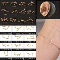 Ketting oorbellen set Qiamni 12 Zodiac Constellations Bracelet oorbel voor vrouwen STAR Sign Astrology Aries Leo Libra Fashion Jewelry