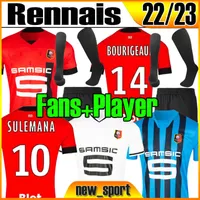 22 23 Stade Rennais 축구 유니폼 2022 2023 Terrier Rennes 팬 플레이어 버전 Jersey 120th Maillots Bourigeaud Sulemana Niang da Majer 남자 아이 축구 셔츠