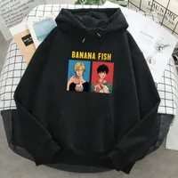 anime Banana Fish Print Hoody Man Autumn Spring Fleece Warm Casual Sweatshirts Fashion 2021 Mens Hip Hop Loose Hooded Clothing w1T8#