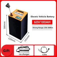 Electric Vehicle Litium Battery Packs 60V 100AH ​​65AH 42AH 30AH Återbetalningsbara motocykelbatterier med laddare