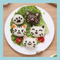 Sushi Tools 4Pcs/Set Diy Cute Cat Sushi Rice Mold Mod Bento Maker Sandwich Cutter Ball Decoration Kitchen Tools Drop Delivery 2021 Ho Dhxmi
