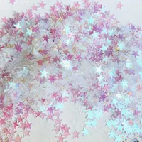 Décoration de fête 15g Confetti des paillettes d'étoiles irisées transparentes 6 mm de table blanche rose dispersée décor de mariage