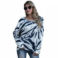 the Autumn 2021 European And American Women's Tie-dye Round-neck Long-sleeve Pull-over Loose Hoodie Blouse Hoodies & Sweatshirts Z11t#
