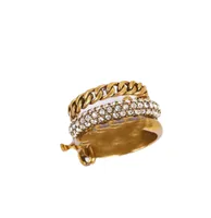 Пара кольца ретро -латунные буквы Три кольцо скручивания с бриллиантовым подвесным кольцом Дизайнер кольца для женщин для женщин