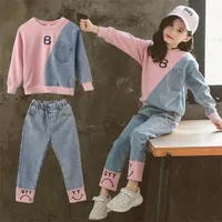 Juego de ropa para niñas de invierno Denim para niños Sweater de manga larga Jeans pantalones Sport Sports For Girl Baby Clothes 220914