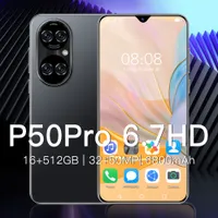 P50 PRO cell phones 7.3 inch HD android phone SmartPhone show 16GB RAM 512 ROM mtk6889 6800MA Camera 32MP 50MP 5G Dual SIM Dual Standby