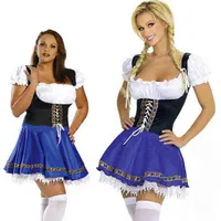 Anime Costumes Fantasia Oktoberfest Cold Women Dirndl Maid Dress Germany Bavarian Cosplay Outfit Sexy Halloween Party Stockings J220915