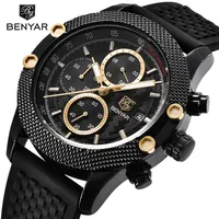 Benyar Herren Uhren Top Luxus Sport Chronograph Mode Männer wasserdichte Luxusmarke Gold Quarz Uhr Saat Reloj Hombre233y