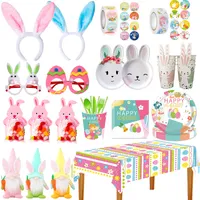 Other Event Party Supplies WEIGAO Pink Rabbit Candy Bags Easter Decorations Bunny Egg Carrot Pattern Plate Cup Napkin for Happy Favors 220914