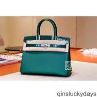 DHL Factory Outlet Luxury Handbags Designer Women's H Bag Togo Spell Crocodile Skin Velvet Green Touch 30cm Silver 96QW