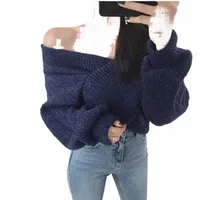 sexy Blouse Loose Sweater Women Autumn And Winter Long-sleeved V-neck Solid Color Ladies Pullover Women's Sweaters K5Ee#